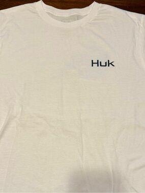 Huk White Short-Sleeve Tee with Navy Logo